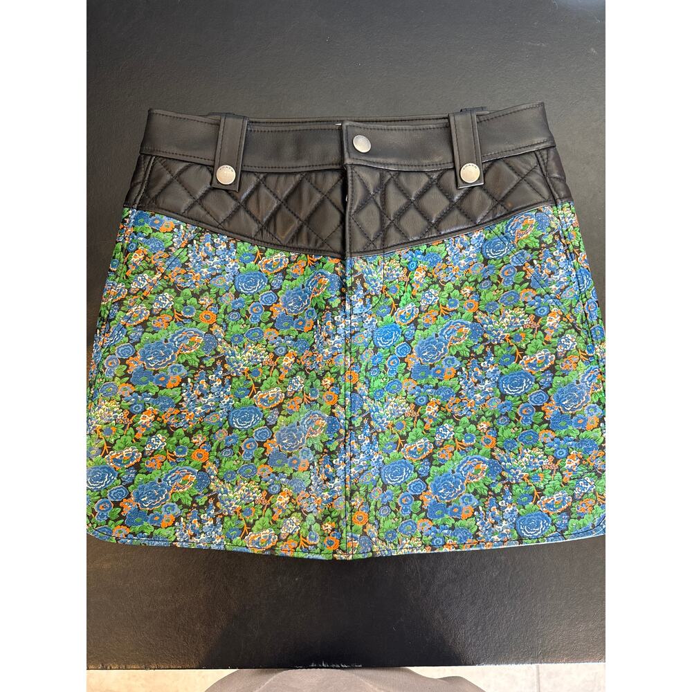 Coach 1941 Floral Curved Hem Leather Skirt Women’s Size 2.
